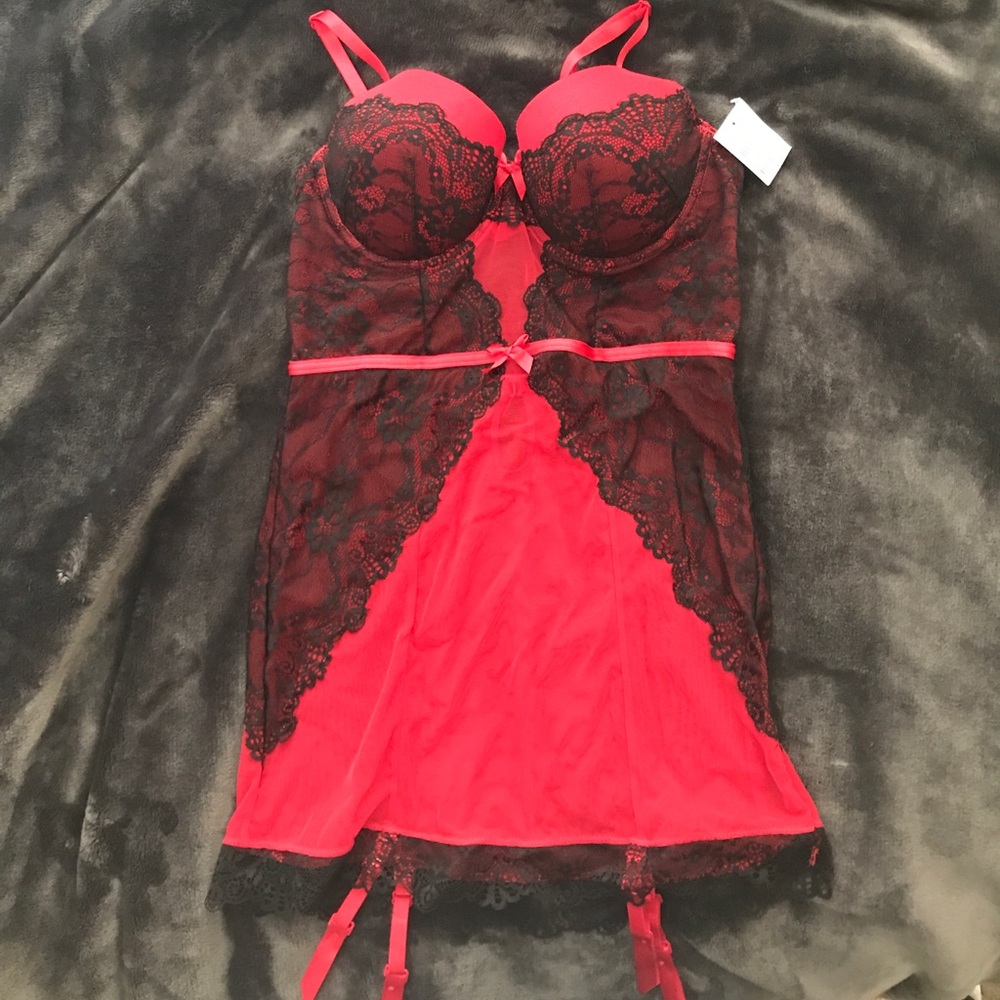 Red and Black Lace Teddy