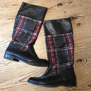 Coach Chrissi plaid riding boots