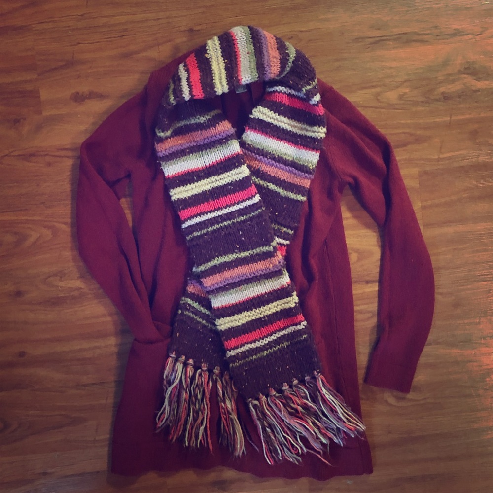 Old Navy Maroon Tunic Length Cardigan Small