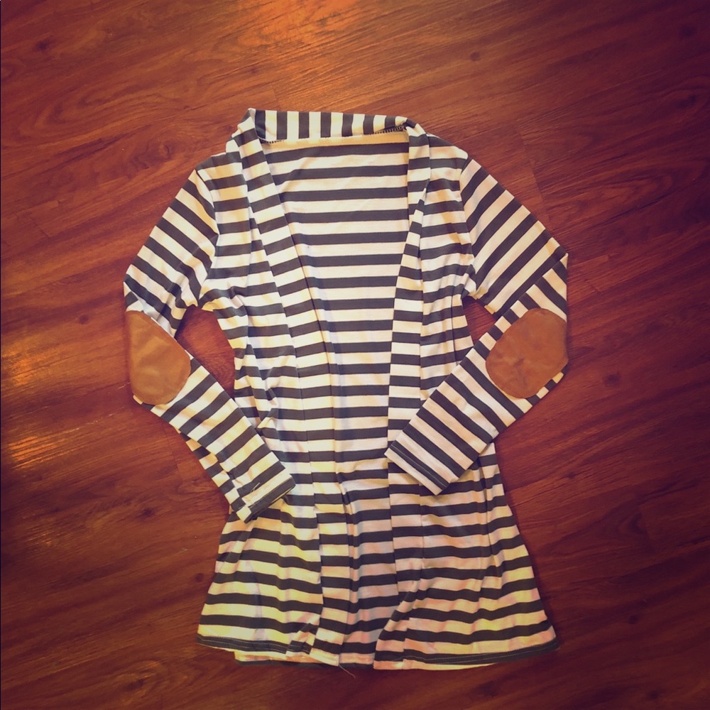 Striped tunic cardigan with elbows- Sm