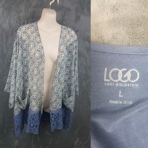 LOGO by Lori Goldstein Blue River Chiffon Kimono L