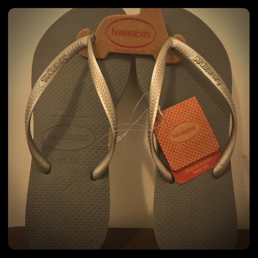 Flip flops. Gray and silver