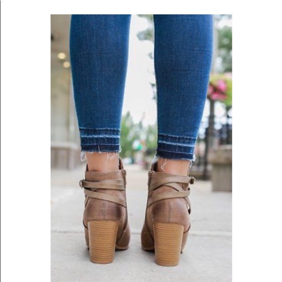 Taupe Belt Wrapped Accent Ankle Bootie - Picture 3 of 4