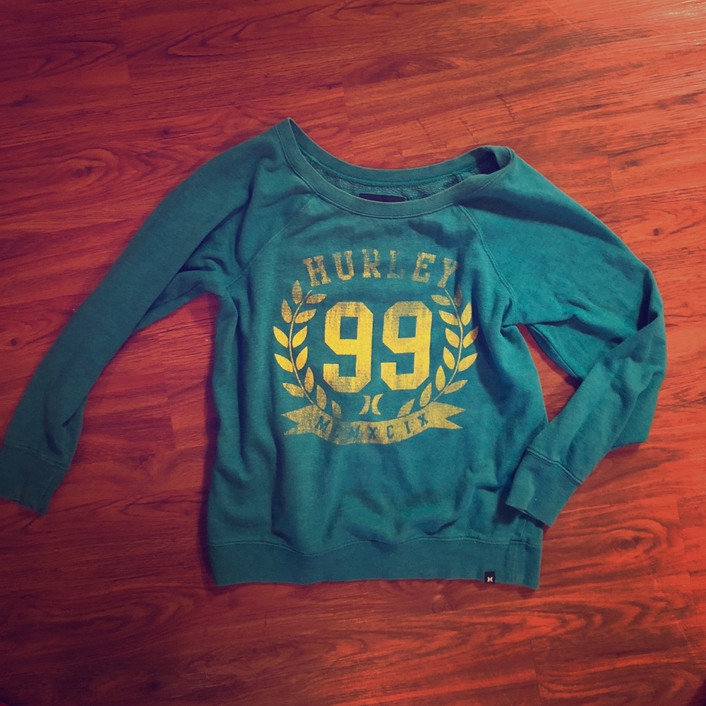 Hurley vintage-varsity style sweatshirt in teal