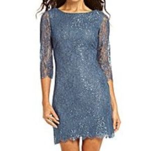 NWT Calvin Klein Silvery Blue Lace Dress