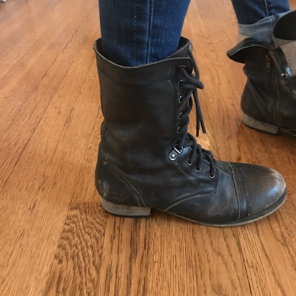 Distressed army-style boots