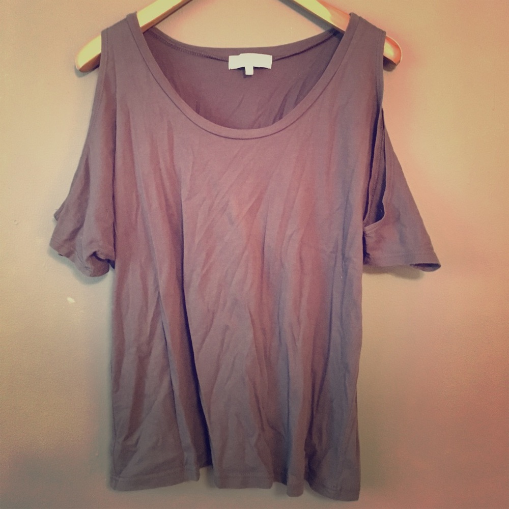 Charcoal open shoulder top