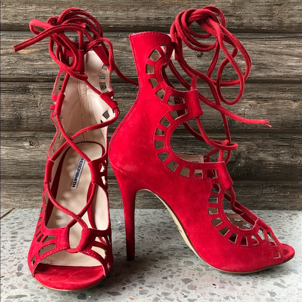 Windsor Smith - Red Lace Up Heels - Size 6