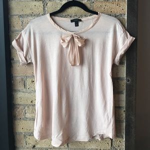 J Crew tee with bow and rolled sleeve details
