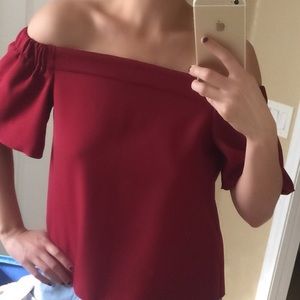 DOTTI Burgundy Off-Shoulder Top