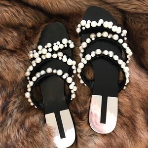 Zara pearl flip flops
