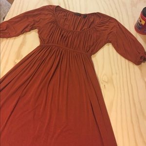 Knee length scoopneck empire waist dress