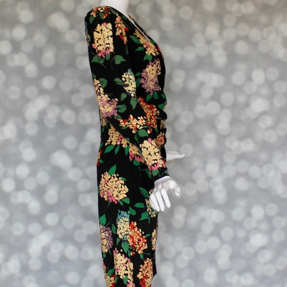 🔺SOLD🔺 🌟VINTAGE🌟Ungaro 1980s Gathered Long-Sleeve Dress - Picture 4 of 6