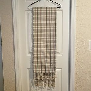 NWT Banana Republic Plaid Scarf Pink Grey LONG