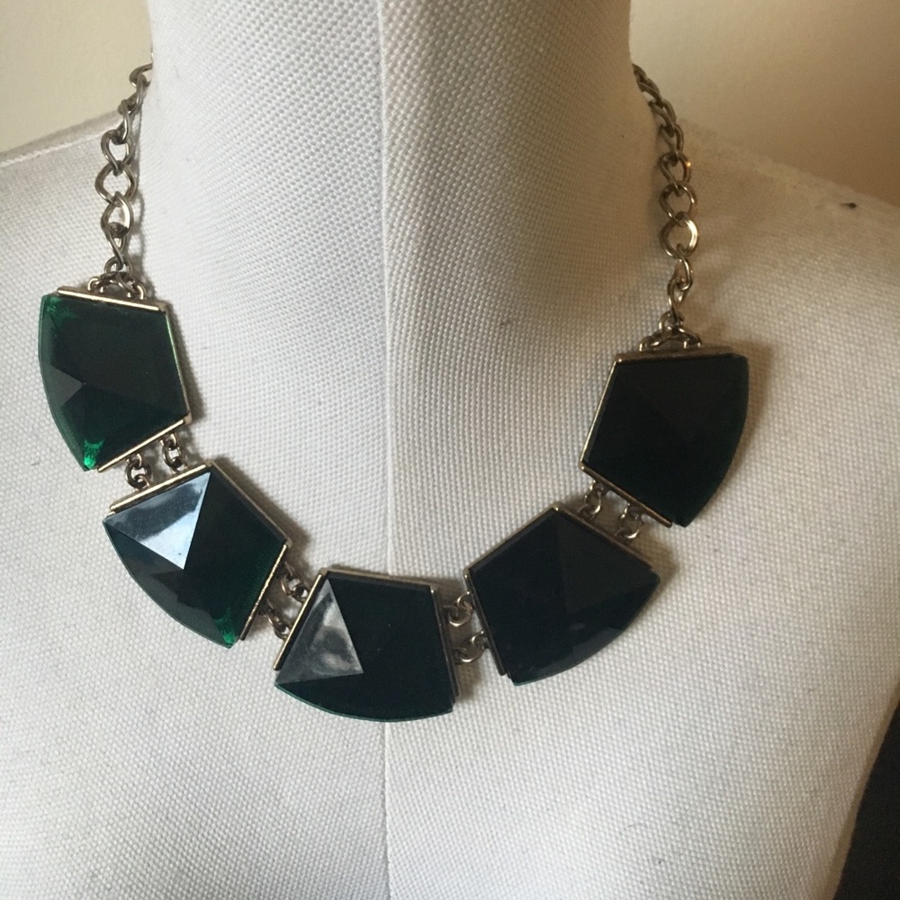 Green Faux Jeweled Necklace