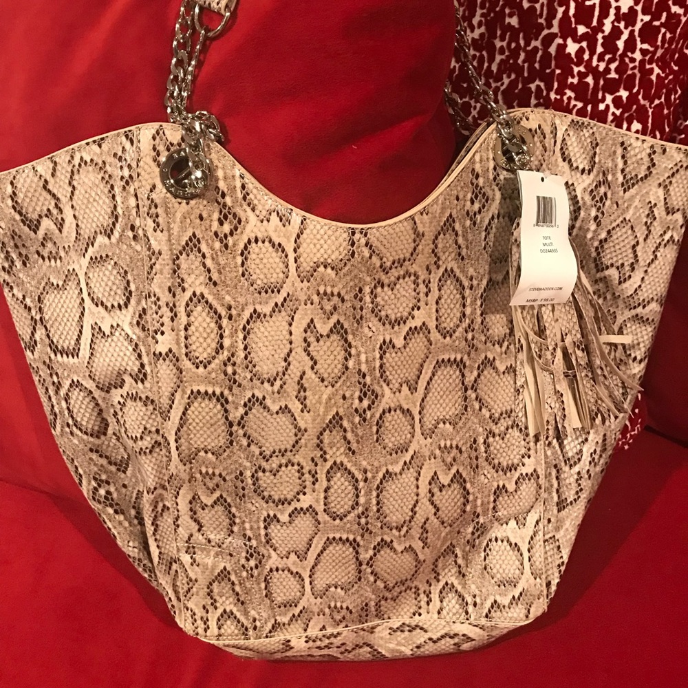 Steve Madden large tote purse faux snake material