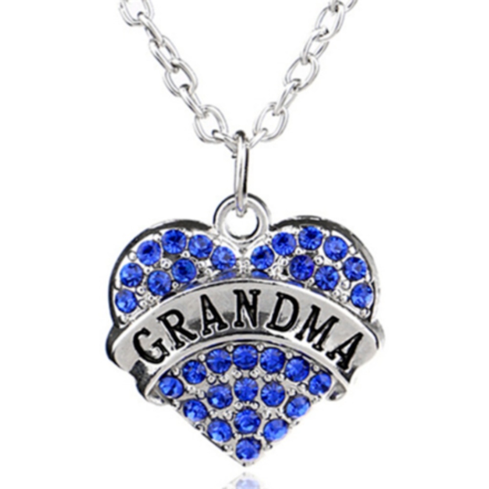 Blue Grandma Crystal Charm Necklace