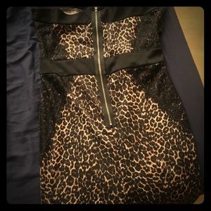 Cheetah/black lace strapless dress
