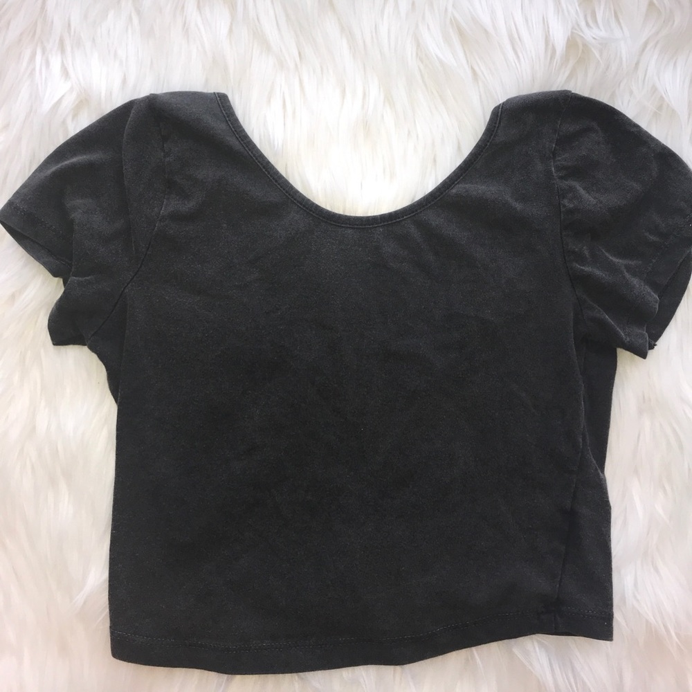 Grey cap sleeve Crop Top - Picture 4 of 4