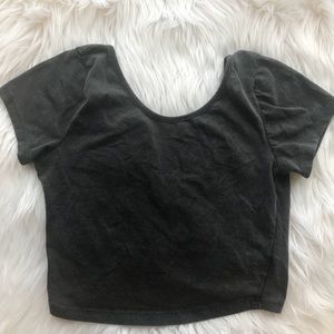 Grey cap sleeve Crop Top