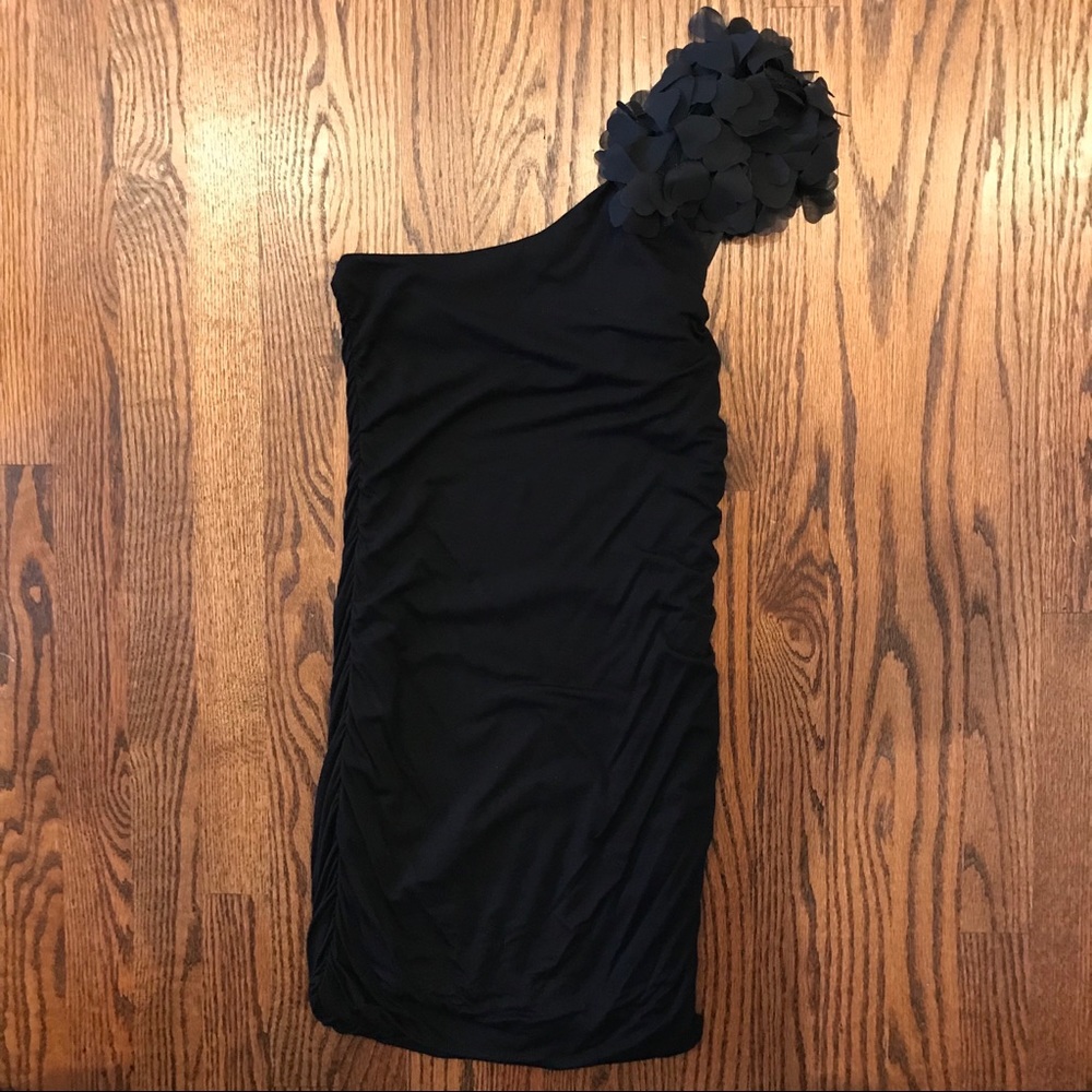 One shoulder black dress