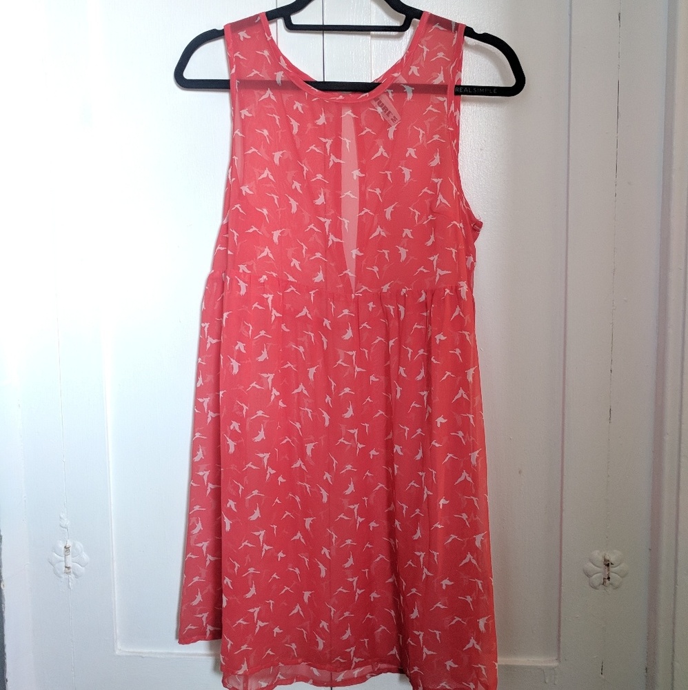 Sheer Fuchia Bird Dress