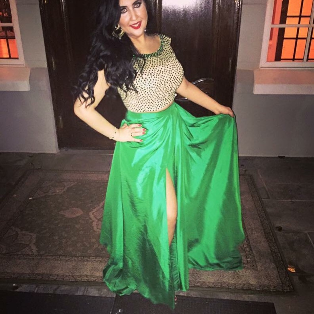 Emerald Sherri Hill 2 piece gown