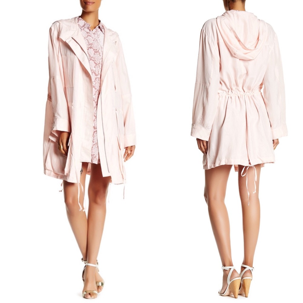 Equipment PURE SILK Pink Boven Hood Parka Coat