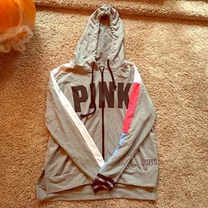 VS Pink grey zip up hoodie