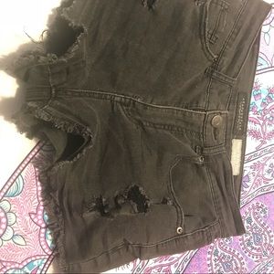 Black ripped high waisted shorts