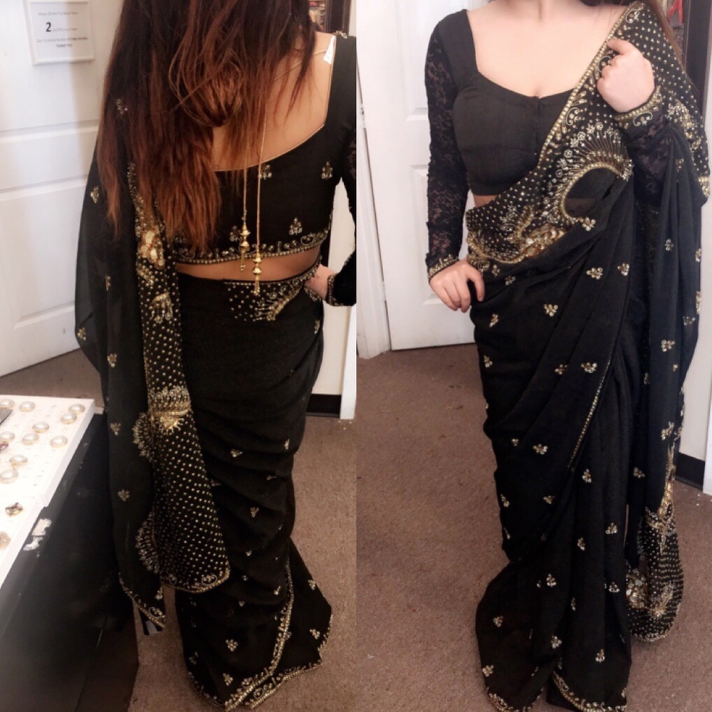 Indian Black and gold sari
