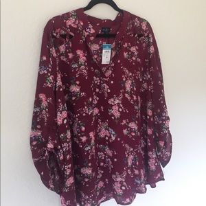💎 PLUS SIZE 💎 Gorgeous Maroon Floral Blouse