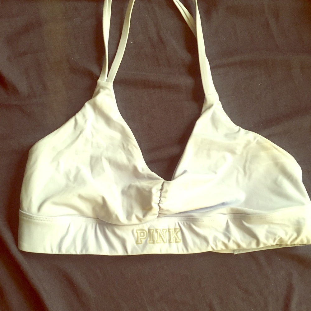 Pink sports bra.