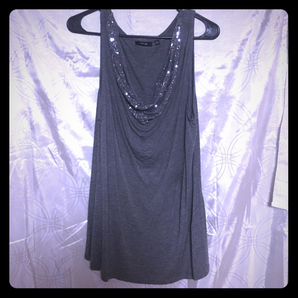 Sequin cowl neck top