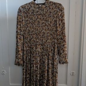 Brown and Yellow Flower Print Topshop Dress