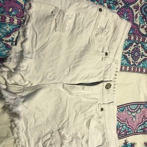 High waisted white shorts