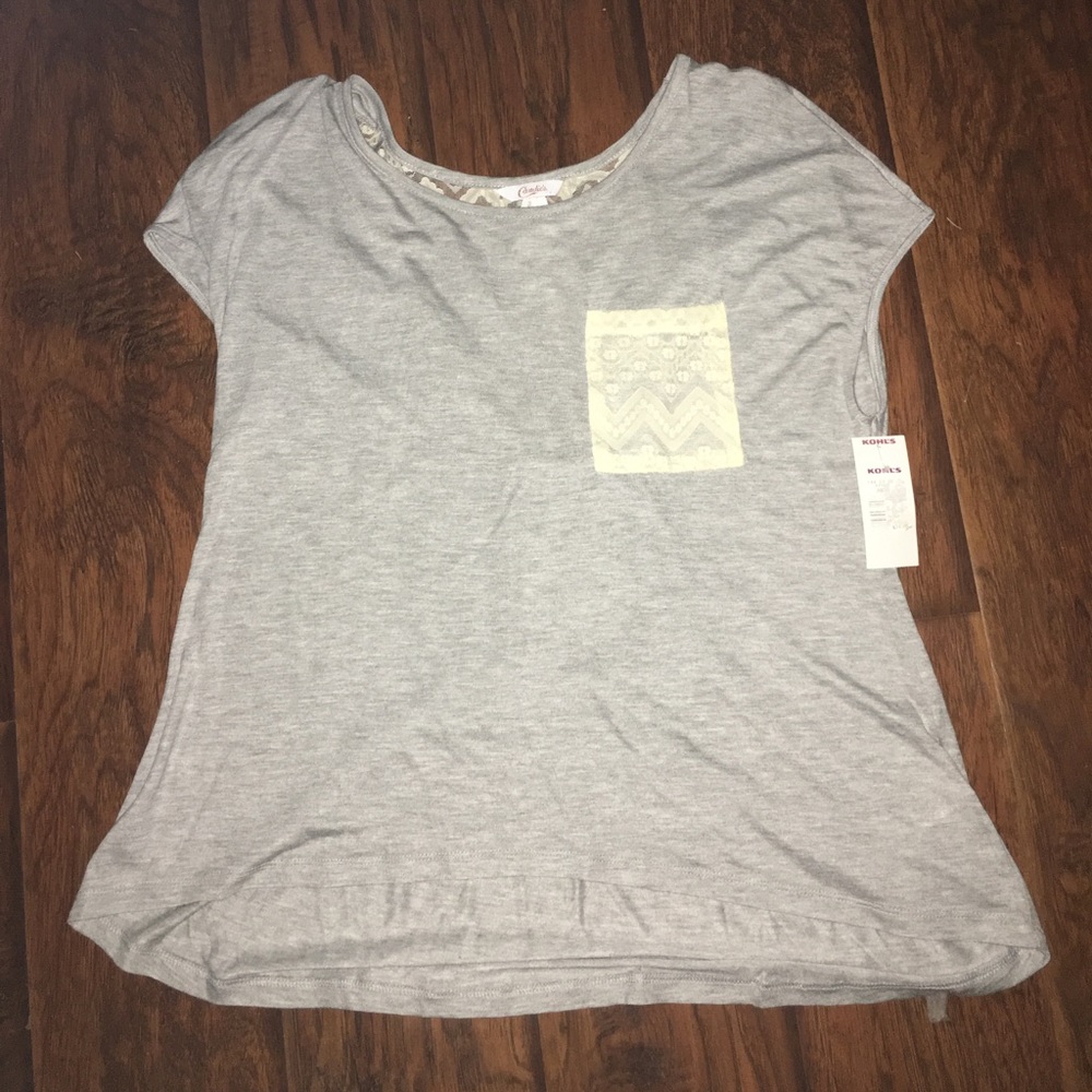 Gray/ lace pocket tee