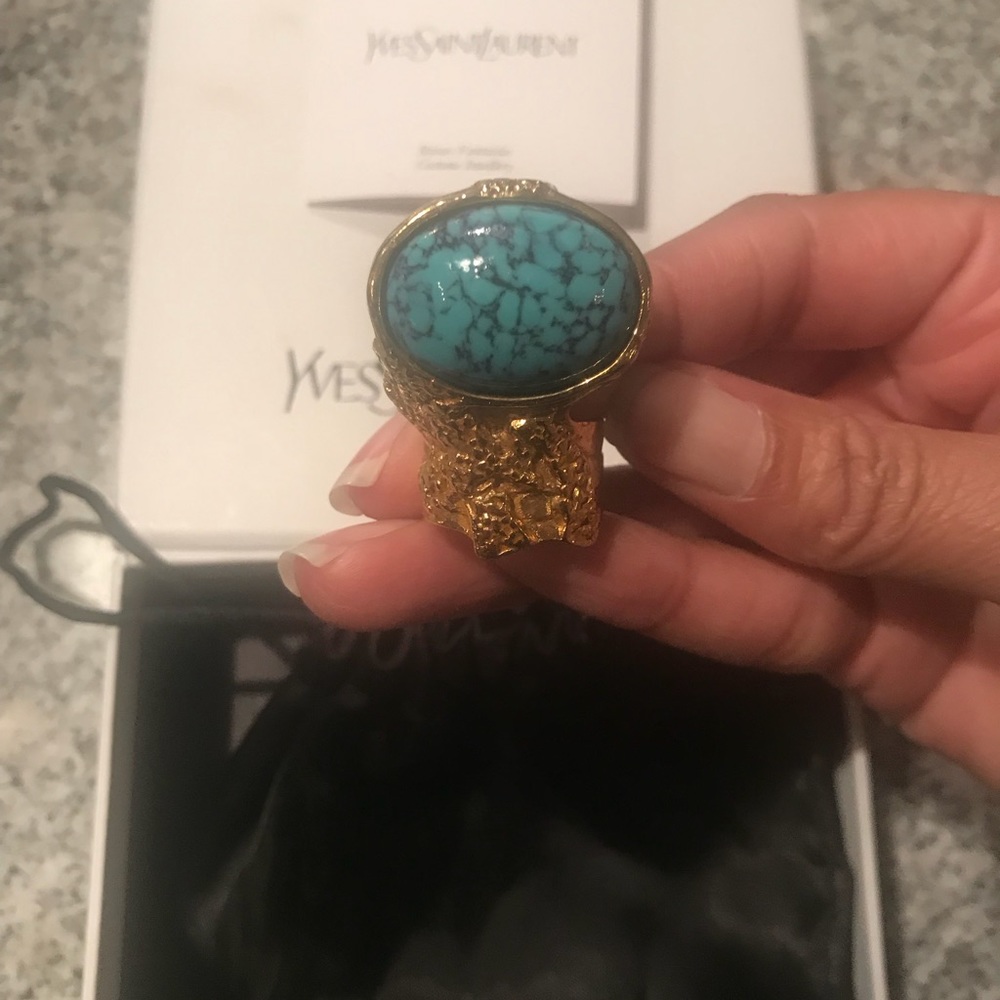 Yves Saint Laurent Turquoise Glass Arty Ring (7)