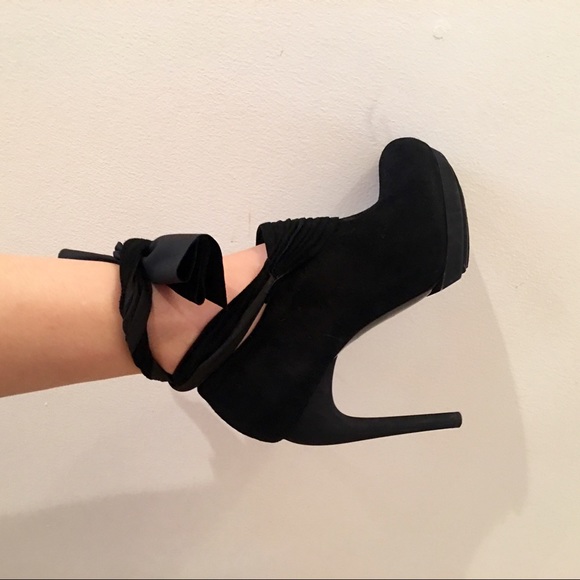 Balenciaga Paris black suede ankle tie heel 7.5/8 - Picture 8 of 8