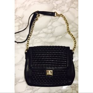 Woven pleather bag cross body with gold chain