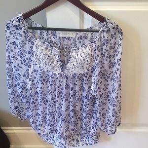 Abercrombie and Fitch blue and white blouse