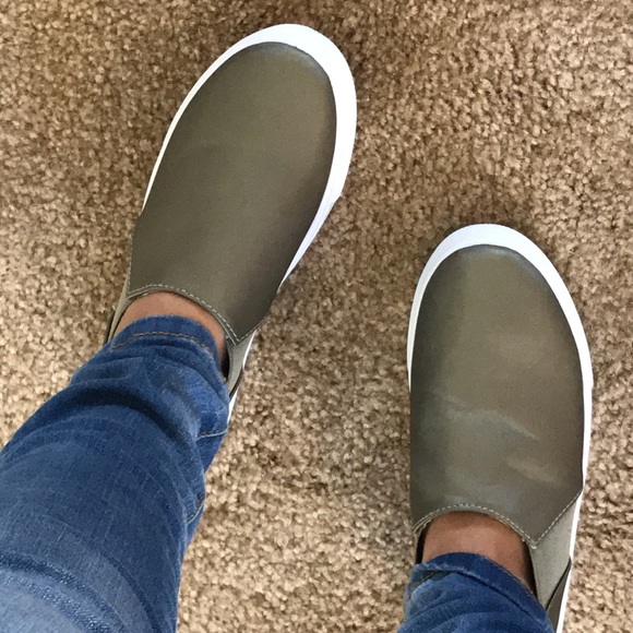 •FINAL PRICE SALE• Khaki Satin Slip Ons - Picture 6 of 7