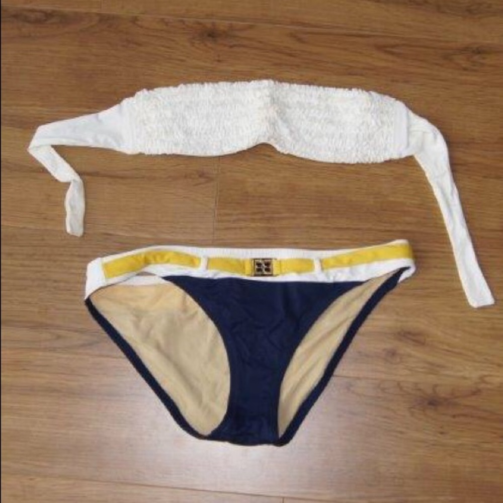 BCBG Ruffles Bandeau Bikini top and bottom