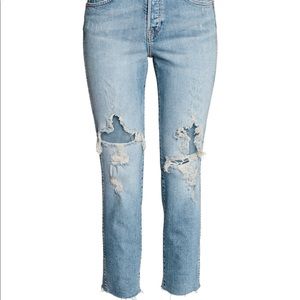 H&M High Slim CROPPED holey jeans
