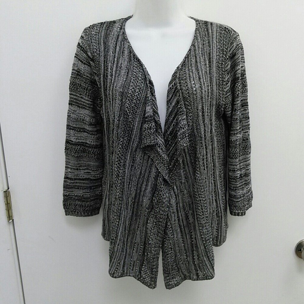 Faded Glory Women's Black Gray Cardigan Sweater Sz 4-6