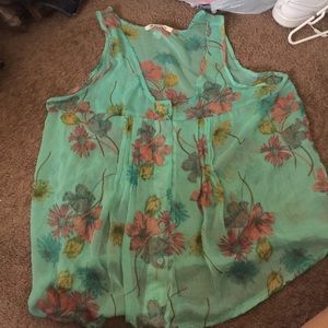 See through turquoise flower blouse