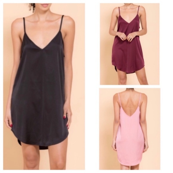 Classic Black Satin Slip Dress - Picture 3 of 4