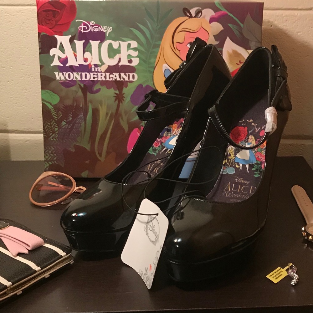 Disney Alice & Wonderland Patent Ankle Strap Pump