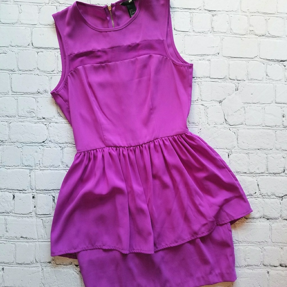 H&M Magenta Sleeveless Peplum Style Dress Sz 6