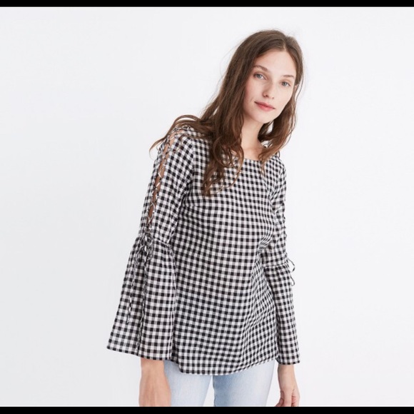 Madewell Lace-Up Bell Sleeve Top - Picture 1 of 4